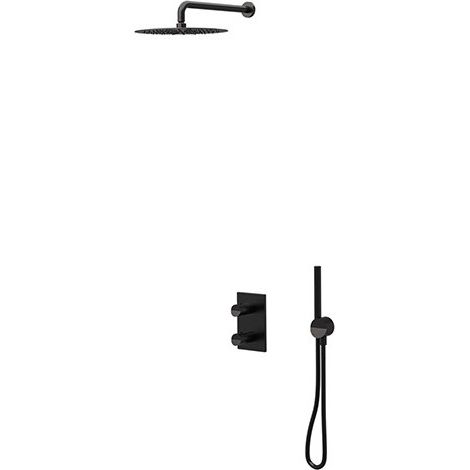 Façade douche thermostatique 2 sorties chromé noir brossé PVD Piega - CRISTINA ONDYNA PA75275I