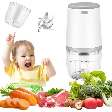 Mini Mixeurs pour Bébé,Mini Robot culinaire,300ml Bébé Blender,Mini Hachoir Électrique,Mini Robot Culinaire avec Chargement USB,Blen (1/4)