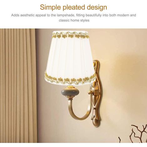 6 abat-jour en tissu plissé avec clip pour lampe de table et murale – Lot de pièces de remplacement décoratives pour ambiance douce (1/5)