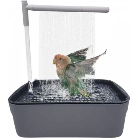 Baignoire automatique avec eau courante pour oiseaux (perroquet gris du Gabon, furet, calopsitte) - Taille L - Noir (1/4)