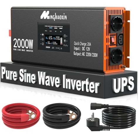 2000W Convertisseur Pur Sinus 12V 220V Onduleur Transformateur (1/5)