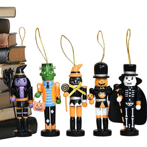 Ensemble Ornements Casse-Noisette Halloween 5 Pièces, Ornements De Fête Petit Casse-Noisette D'Halloween Idéal Pour Exposition Décoration Et Affichage Maison Bureau Salle De Classe Fenêtre Et Ma (1/5)
