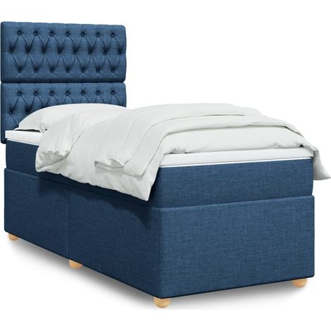 Boxspringbett mit Matratze Blau 80x200 cm Stoff