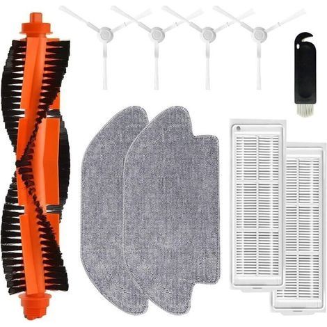 10 pièces Accessoires pour Aspirateurs Robots, Brosses de Nettoyage à Poussière Aspirateur, Kit D'accessoires de Rechange pour Robot Nettoyeur Compatible avec Xiaomi Robot (10) (1/4)