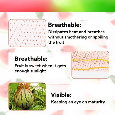 100 filets pour pastèques - Filets pour melons, hamacs à melon, filet pour pastèque résistant pour le jardin, sacs en maille réutilisables pour cantaloups, hamac pour treillis/berceau (11,87 pouces, r