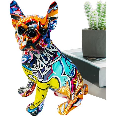 Statue De Bulldog - Modèle Animalier Bulldog Graffiti en Résine pour Bureau (1/5)