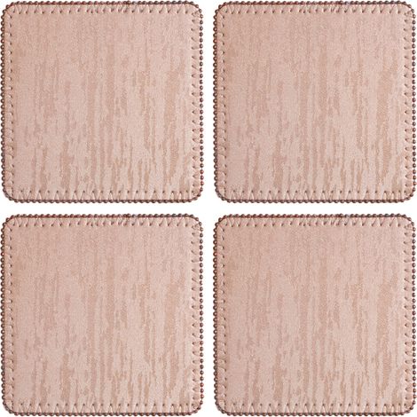 Premier Housewares Placemats And Coaster Square Sets 4 Leather Table Mats And Coasters Set Contemporary Wooden Coasters Durable Textured Coasters Set Of 4 11 x 11 x 1 (1/5)