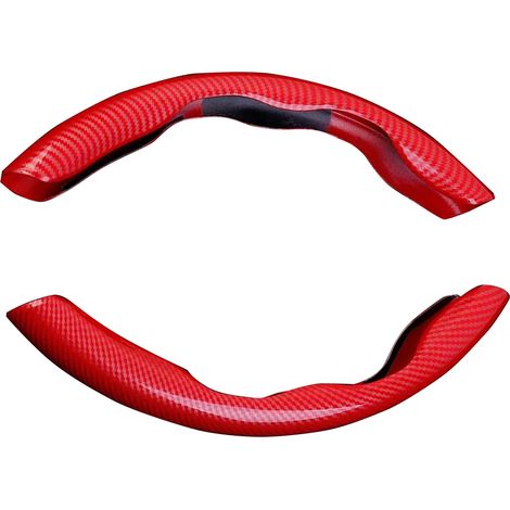 Housse de volant en fibre de carbone, ultra-mince, résistante à l'usure, universelle, pour la plupart des voitures, rouge (1/5)