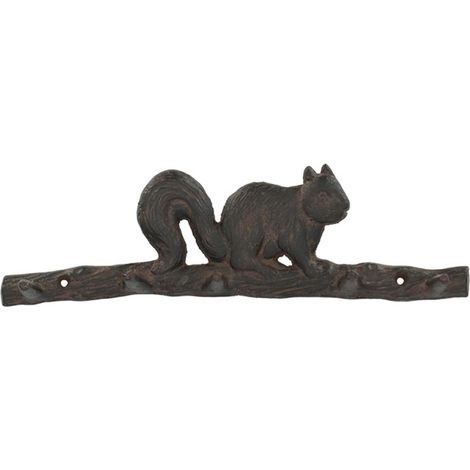 Appendiabiti in ghisa con scoiattolo, 36 cm