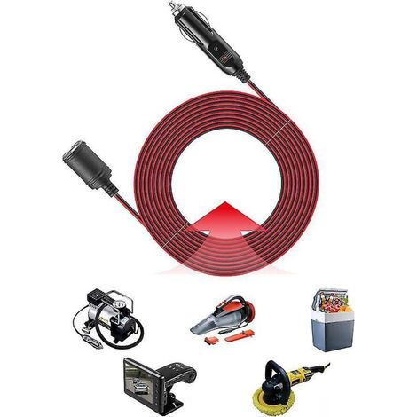 Rallonge allume-cigare 12 V/24 V 15 A avec fusible intégré, câble d'alimentation de 3,7 m. (1/4)