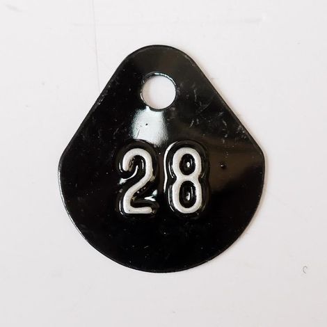 Chiffre goutte d'eau fond noir (à l'unité) estampé "28" en relief blanc hauteur d'écriture 11mm DERANCOURT