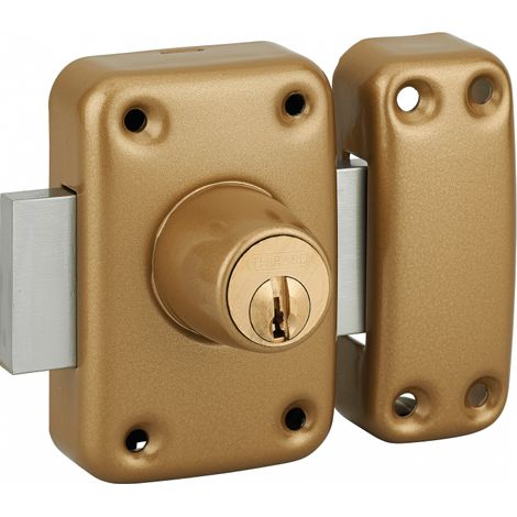 Thirard – Verrou simple entrée Capital pour porte intérieure – 3 clés crantées – Acier époxy or – Longueur pêne 110 mm – Garantie 5 ans (1/2)