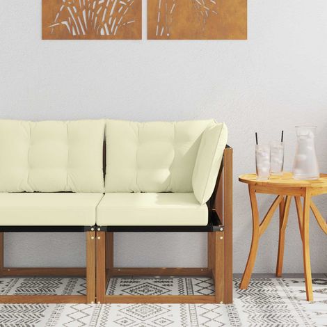vidaXL Outdoor Corner Sofa Solid Acacia Wood and Textilene Fabric