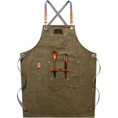 (Grün) Hochwertige Cowboy-Schürze mit Taschen für Friseure, Maler, Gärtner und Haarstylisten für Damen und Herren