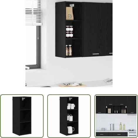 vidaXL Meuble suspendu - Armoire suspendue avec stockage Chêne noir 30 x 29,5 x 80 cm (1/5)