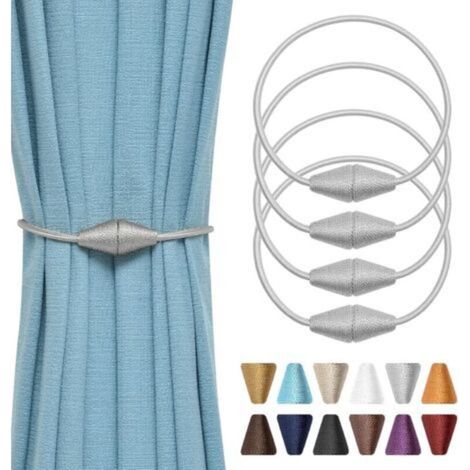 Set of 4 Magnetic Curtain Tiebacks 46 cm (Grey) (1/5)