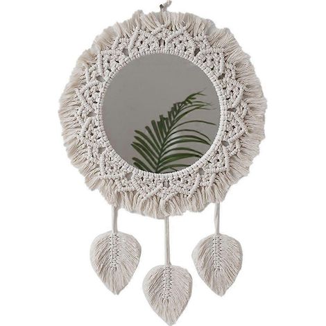 Miroir mural suspendu à franges, miroir décoratif rond pour appartement (1/4)