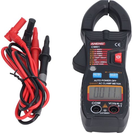 Hochpräzises digitales Zangenmultimeter mit Hintergrundbeleuchtung, AC/DC-Messung, Spannungs-, Strom-, Widerstands- und Kapazitätsmessung, tragbar und berührungslos (1/5)
