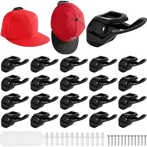 24 ganchos para sombreros, soporte de pared para gorras, montaje adhesivo, no requiere perforación, fácil instalación. (1/4)