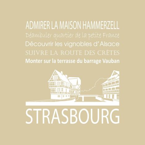 Tableau sur toile Strasbourg beige 30x30 cm - Impression sur Toile Murale Décorative - Image imprimée en HD sur Toile - Toile sur Châssis en Bois FSC - Fabriqué en France
