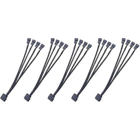 Packung mit 5 Computerlüfter-Verlängerungskabeln (1- auf 4-polig), 4-poliger auf 3-poliger Adapter, Netzteil Typ C