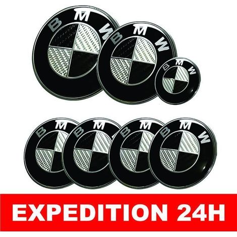 7 Badge LOGO Embleme BMW Carbone Capot 82mm Coffre 74mm Volant 4roue 68mm (1/3)