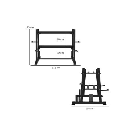 CHICFURN Rastrelliera per manubri a 3 livelli 131x75x80 cm in acciaio nero fitness casa (1/5)