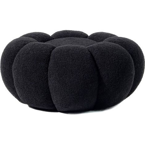 Pouf design fleur Arielina Tissu bouclette Noir (1/3)
