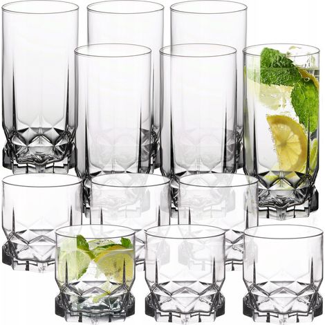 KADAX Verres à Boire pour Toutes les Occasions, Verres Transparents pour Jus, Cocktails, Eau et Soda (325 ml, Lot de 12 : 6 x Haut + 6 x Bas)