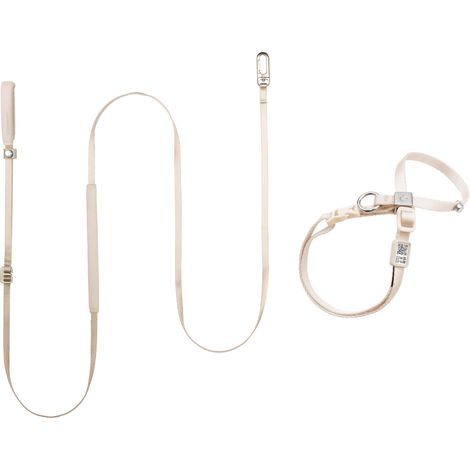 Ensemble harnais pour chat anti-évasion 8 formes avec laisse, Figure-8 anti-perte, anti-étouffement, harnais réglable avec code QR et poignées libres pour chats jusqu'à 10 kg (beige, M) (1/5)