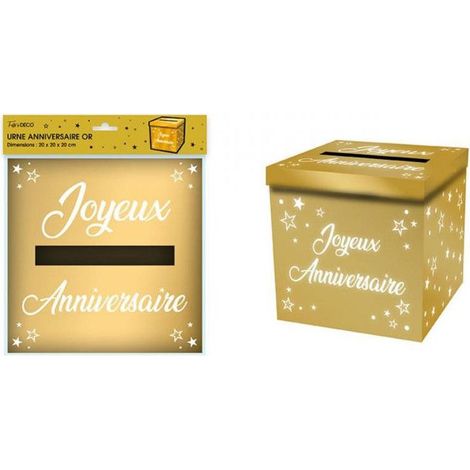Tirelire urne - Joyeux Anniversaire - 20cm - Doré métallisé - Carton - Mixte (1/2)