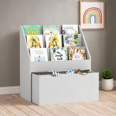 Bibliothèque enfant 3 étagères et tiroir 62,5 x 30 x 70 cm MDF (1/5)
