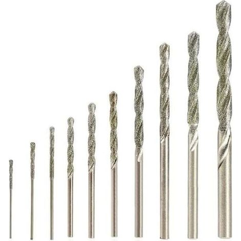 10pcs Diamant Foret Hélicodal 0.8/1.0/1.2/1.5/1.8/2.0/2.5/3.0/3.5/4.0mm pour Jade Verre Perle Coquillages Adaptés pour Banc Perceuse Moulin Suspendu (1/5)