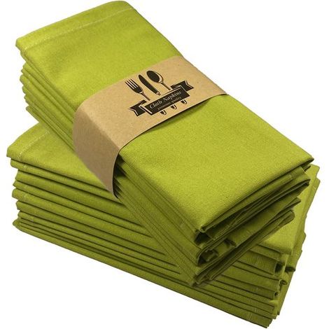 Lot de 12 serviettes en coton, 40 x 40 cm, idéales pour la maison, les mariages, les fêtes, les tables de style occidental et la décoration, vert émeraude (1/5)