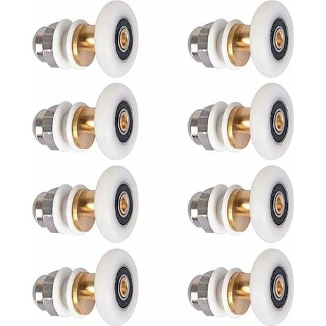 Rodillos para mampara de ducha, ruedas para puertas correderas, ruedas para mamparas de ducha, rueda de repuesto para ruedas de 27 mm de diámetro, paquete de 8 (1/4)