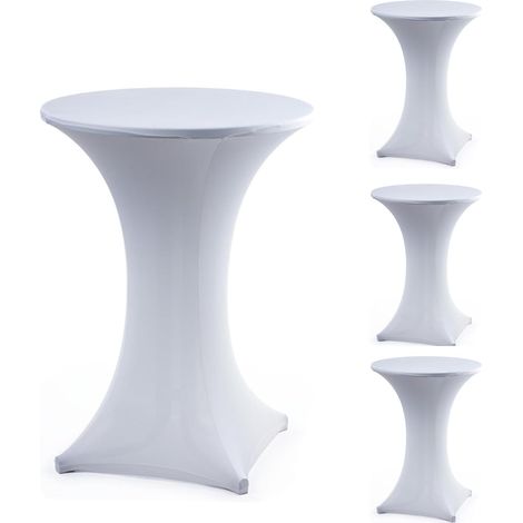 Nappe extensible 4 pièces en polyester lavable, pour table ronde de 80 x 110 cm, idéale pour les tables de bar, de banquet, de mariage ou autres réceptions. Couleur : blanc. (1/5)