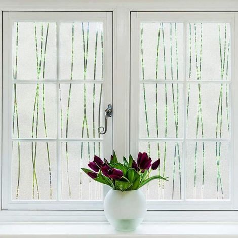 Sichtschutzfolie für Fenster – für Badezimmer, Schlafzimmer und Büros – Klebstofffrei, UV-Schutz – 60 x 200 cm – Streifenmuster (1/5)