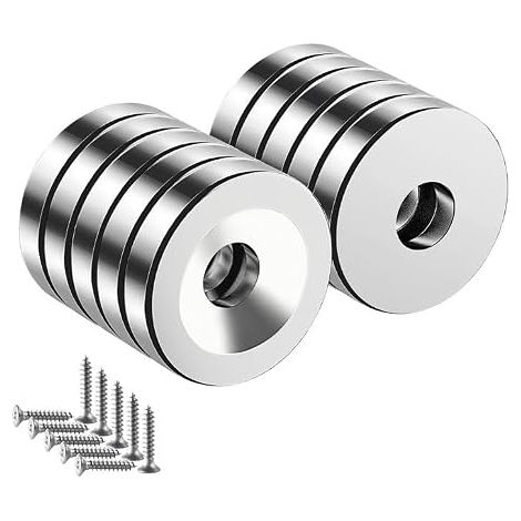 Aimants Neodyme, 10x3mm Super Mini Aimant Percé Aimant a Visser Neodyme Puissants pour Tableau Noir Magnétique Cuisine Outils Bricolage (10x3mm-10PCS) (1/5)