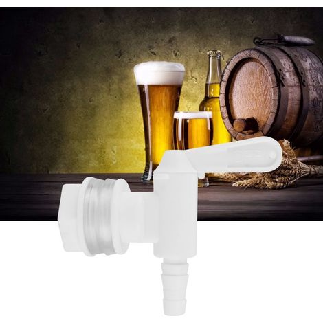 Robinet plastique blanc 3/8" pour seau brassage bière maison avec tuyau vinyle (1/4)