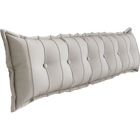 VERCART Grand Oreiller de Lit Décoratif, Coussin de Lecture Capitonné de Boutons, Oreiller de Corps pour Dormeur Latéral, Blanc ,180 x 8 x 50 cm (1/5)