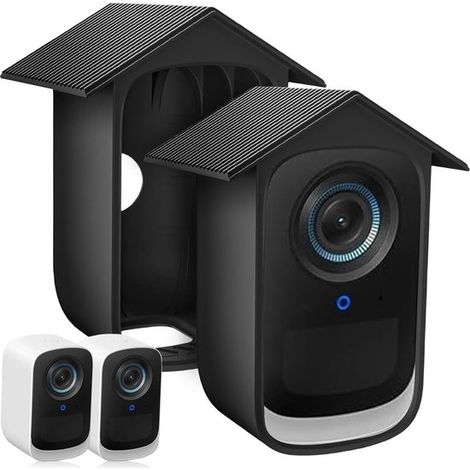 Housses de protection en silicone 2 pièces compatibles Eufy 3C – Coques noires résistantes aux intempéries – Protection pour caméra de surveillance extérieure – Silicone durable (1/5)