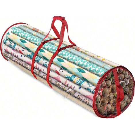 Organizador para papel de regalo, capacidad para 14-20 rollos, 101,6 cm (40 pulgadas), PVC resistente, asa y cremallera.