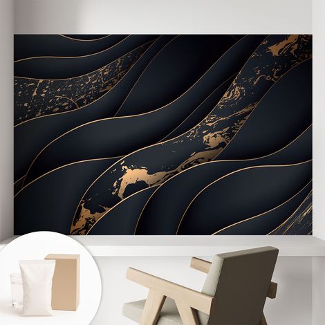 Papier peint décoratif avec colle pour salon, chambre à coucher et bureau – Design moderne et facile à poser Vagues élégantes 104x70 cm (1/5)