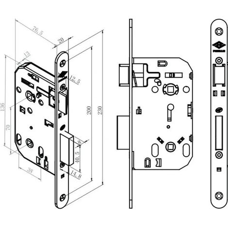 Cerrojo jpm px6000-02-1j mecanismo cane bolt acero 77x136 cm