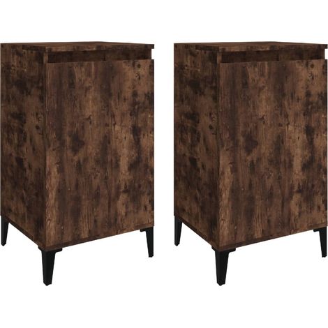 Set di 2 comodini con ripiani con anta 40 x 35 x 70 cm multistrato marrone e metallo DEC035110
