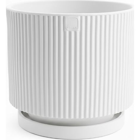 Vase design moderne Ø40 H36 en polymère blanc résistant pour intérieur et extérieur - Fabriqué en Italie - Monacis (1/5)
