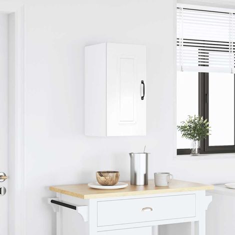 Armario de pared de cocina Kalmar blanca de alto brillo vidaXL