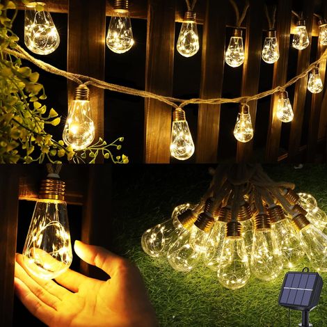 Guirlande lumineuse  Solaire  8 m  16 LED  Étanche  Vintage (1/5)