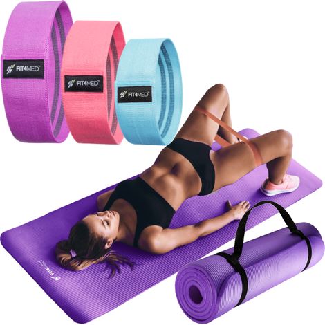 Elastische Bänder für Fitnessübungen + Matte