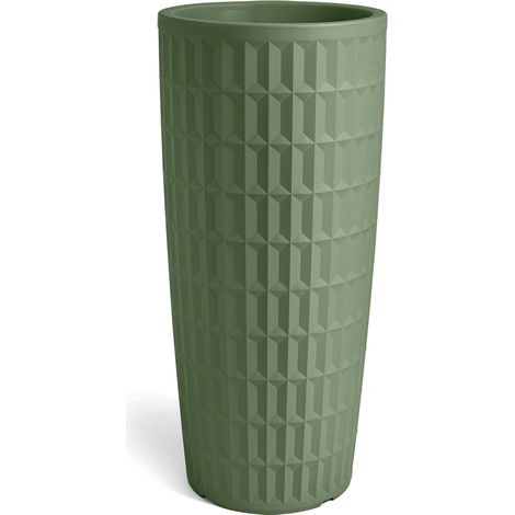 Cache-pot rotondo in resina "Tyle" altezza 85 cm. Mimetic Green (1/2)